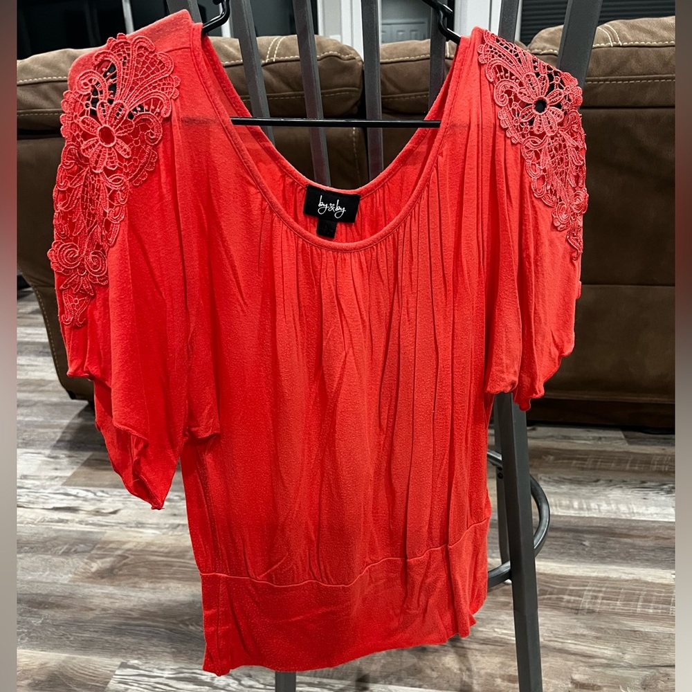 Women’s coral colored dress shirt size Large